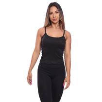 Regata de Alcinha Canelada Feminina Lisa Blusa Blusinha Básica Treino Academia