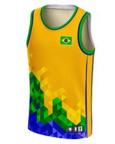 Regata de Basquete Masculina Seleção Brasil Jrkt Ultra Dry Yellow Mozaic