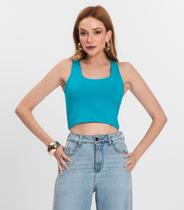 Regata De Cotton Leve Feminino Endless Azul Regata De Cotton Leve Feminino Endless Azul