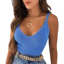 Regata Decotada Em V Moda Tricot - FIORELLA TRICOT