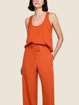Regata Decote U Em Viscose Com Linho Dzarm