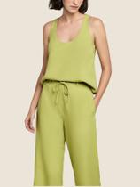 Regata Decote U Em Viscose Com Linho Dzarm