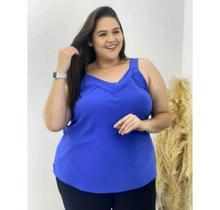 Regata duna plus-size alça larga decote 3v