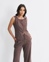 Regata em alfaiataria com botões Lino Regata em alfaiataria com botões Lino