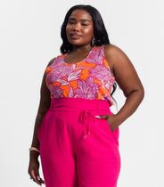 Regata Estampada Plus Size Secret Glam Laranja