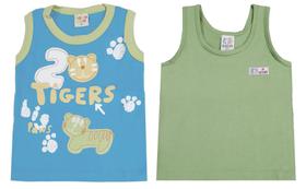 REGATA ESTAMPADA + REGATA BÁSICA BEBÊ MENINO M (3 a 6 meses)