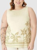Regata Evasê Malwee 1000132909 Feminina Plus size Viscolinho Stretch T. G1/G3