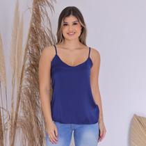 Regata Feminina Alcinha Crepe com Forro Básico Casual