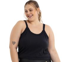 Regata Feminina Alcinha Fina Canelada Confortável Primavera Verão Blusas Plus Size Oversized 3054A - VTM