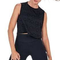 Regata Feminina Alto Giro Cropped Mesh Preta - 243160