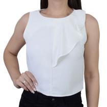 Regata Feminina Amora Café Cropped Off White - A1213
