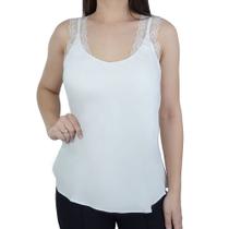 Regata Feminina Autenticada Com Renda Off White - 7446