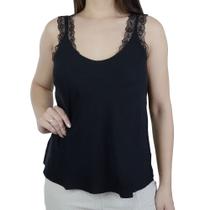 Regata Feminina Autenticada Com Renda Preta - 7446