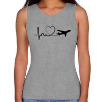 Regata Feminina Avião Batimentos Cardíacos Coração - Foca na Moda