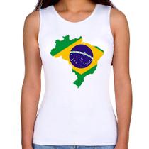 Regata Feminina Bandeira Brasil Mapa - Foca na Moda