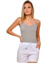Regata Feminina Básica Adulta de Alça Fina Cinza