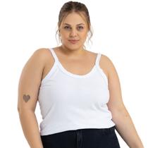 Regata Feminina Básica Decote e Alcinha Canelada Moda Primavera Verão Plus Size 50722A