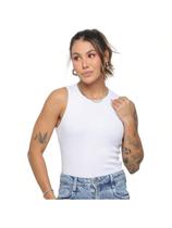 Regata Feminina Básica em Canelado Costas Fechadas Slim