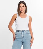 Regata Feminina Básica em Viscotorcion Rovitex Branco Regata Feminina Básica em Viscotorcion Rovitex Branco