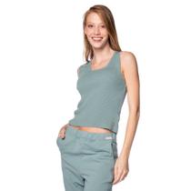 Regata Feminina Biamar Tricot Decote Quadrado Verde Regata Feminina Biamar Tricot Decote Quadrado Verde