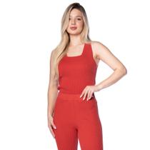 Regata Feminina Biamar Tricot Decote Quadrado Vermelho