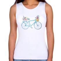 Regata Feminina Bicicleta e Flores - Foca na Moda