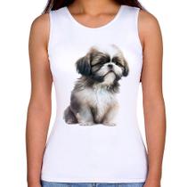 Regata Feminina Cachorro Shih Tzu Filhote - Foca na Moda Regata Feminina Cachorro Shih Tzu Filhote - Foca na Moda