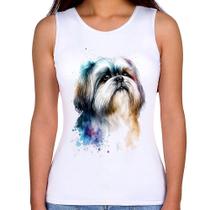 Regata Feminina Cachorro Shih Tzu Watercolor - Foca na Moda Regata Feminina Cachorro Shih Tzu Watercolor - Foca na Moda