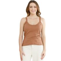 Regata Feminina Canelada Casual Blusa de Alça Fina Ribana Confort Slim 3056A