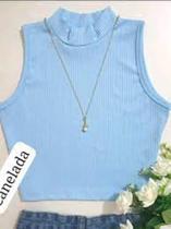 Regata feminina canelada com gola plus size design classico mulher moderna e linda