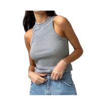 Regata Feminina Canelada Fora do Ombro - Branca, Preta e Verde - Casual e Esportiva