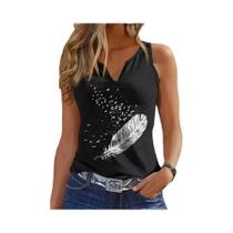 Regata Feminina Casual Sem Mangas Arte Flor Padrão Impresso Confortável Moda Streetwear Camiseta