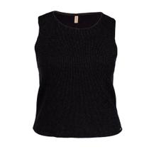Regata Feminina Cativa Plus Size Canelada com Lurex Preto