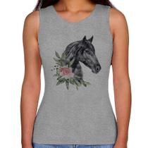 Regata Feminina Cavalo e Flores - Foca na Moda