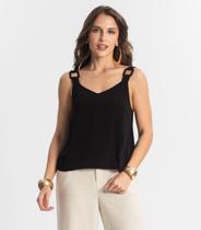 Regata Feminina Com Detalhes Endless Preto Regata Feminina Com Detalhes Endless Preto