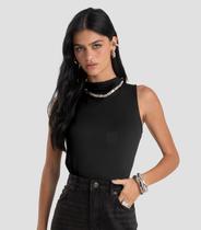 Regata Feminina com Gola Alta Dianna Preto
