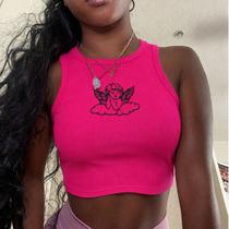Regata feminina Cropped Canelado Algodão Anjo Nuvem Regata feminina Cropped Canelado Algodão Anjo Nuvem