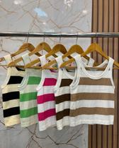 Regata Feminina Cropped Em Ribana Canelada - Listrada
