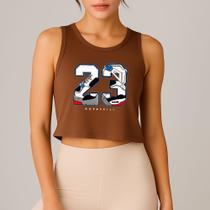 Regata Feminina Cropped Estampa 23 Dopeskill Modinha Gringa Treino Musculação Sport Corrida Pilates