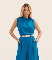 Regata Feminina Curta Com Gola Endless Azul