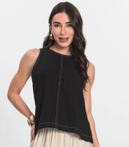 Regata Feminina Curta Decote Redondo Endless Preto