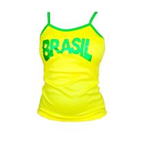 Regata Feminina do Brasil com Bandeira Copa do Mundo Futebol Elastano e Viscose Regata Feminina do Brasil com Bandeira Copa do Mundo Futebol Elastano e Viscose