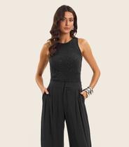 Regata Feminina em Ribana Endless Preto Regata Feminina em Ribana Endless Preto