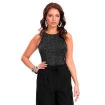 Regata Feminina Endless com Brilho Preto Regata Feminina Endless com Brilho Preto