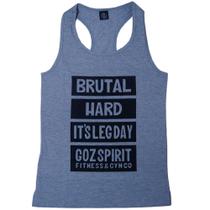 Regata feminina fitness Goz Spirit model Leg Day cinza mescla