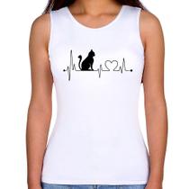 Regata Feminina Gato Batimentos Cardíacos - Foca na Moda Regata Feminina Gato Batimentos Cardíacos - Foca na Moda