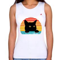 Regata Feminina Gato Vintage Sunset - Foca na Moda Regata Feminina Gato Vintage Sunset - Foca na Moda