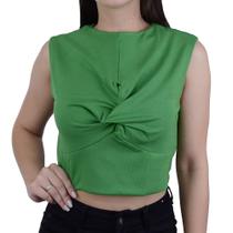 Regata Feminina Lado Avesso Cropped Verde - L12540