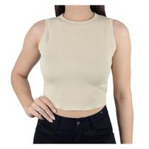 Regata Feminina LZT Cropped Canelada Bege Capuccino - 11241 Regata Feminina LZT Cropped Canelada Bege Capuccino - 11241