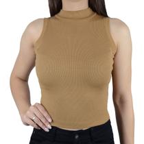 Regata Feminina LZT Cropped Canelada Marrom Baunilha - 24129